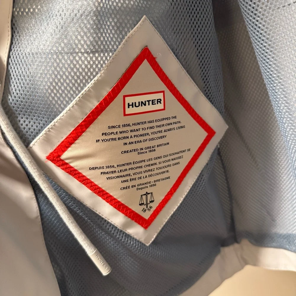 Hunter Abbey Short Rubberized Rain Jacket Light Gray Medium Waterproof Coat - Picture 8 of 10